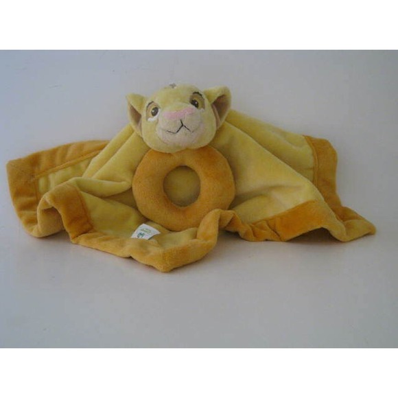 Security Blanket DISNEY SIMBA BABY  PLUSH W/ RING RATTLE Lion King Lovey Stuffed - Picture 1 of 4